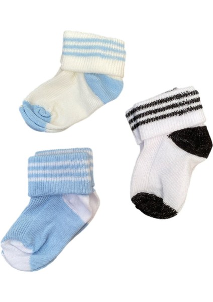 Çemberli Düz Renk Erkek Yenidoğan Kutulu Çorap 3 Çift 6 Adet 0-3 Ay