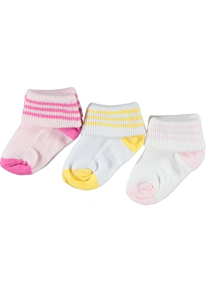 Çemberli Düz Renk Kız Yenidoğan Kutulu Çorap 3 Çift 6 Adet 0-3 Ay