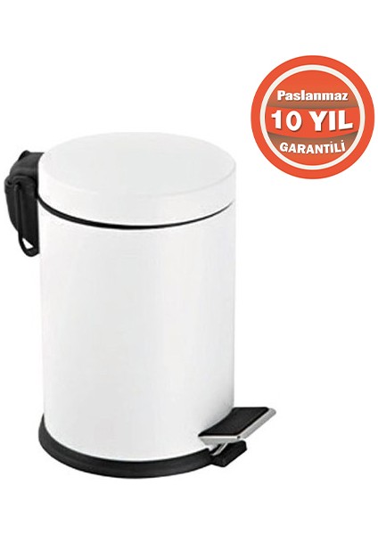 70-213 Paslanmaz Çelik 3 Litre Pedallı Banyo Çöp Kovası Beyaz