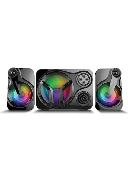 Coverzone Taşınabilir Speaker Bluetooth Yeni Nesil Hoparlör Bağlantı RGB Led Işıklı Radyo Özellikli Bluetooth Subwoofer 2.1 Ses Sistemi Masaüstü Veya Akıllı Cihazlara Bağlan