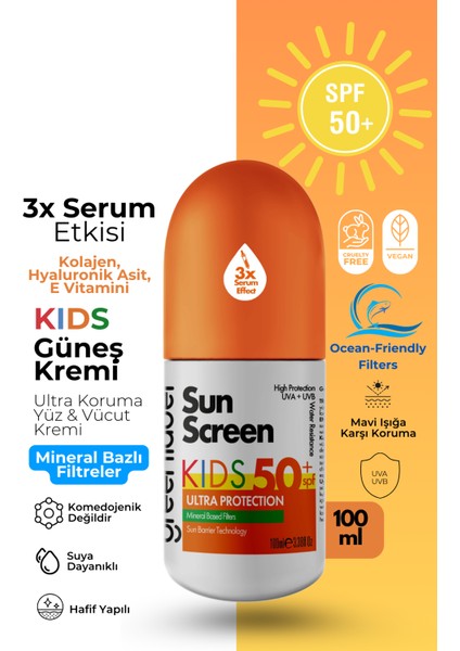 Greenlabel Yüksek Korumalı Kids Sun Spf 50 Mineral Bazlı Çocuklar İçin Güneş Koruyucu Krem 100 ml