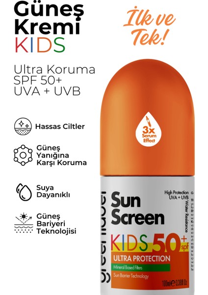 Greenlabel Yüksek Korumalı Kids Sun Spf 50 Mineral Bazlı Çocuklar İçin Güneş Koruyucu Krem 100 ml