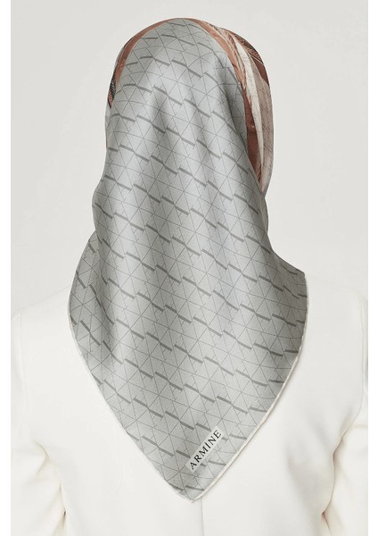 İpek Eşarp Nostalji - 8519-35 Açık Gri Twill modelleri