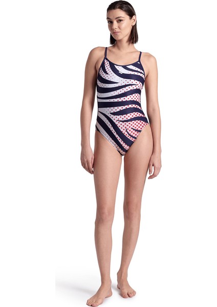 Multi Stripes Swimsuitalylace Back Kadın Yüzücü Mayosu 007158710