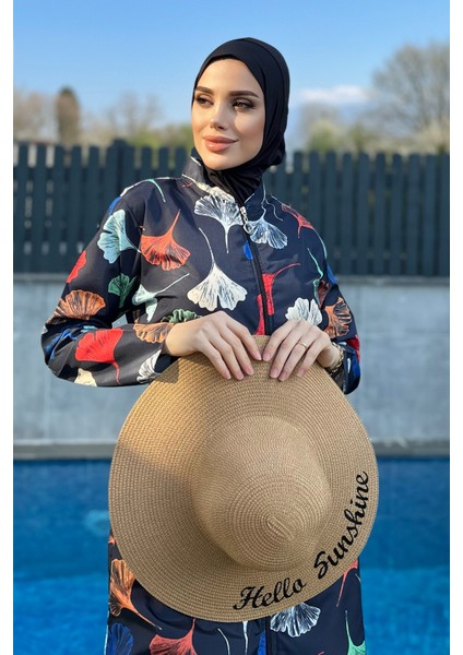 Hello Sunshine Yazılı Hasır Şapka Camel Rş-23 modelleri