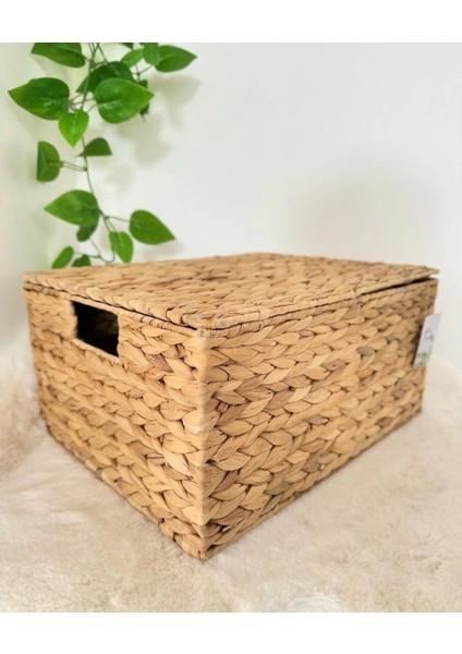 Dekoratif Dikdörtgen Kapaklı Hasır Kutu Sepet 28X20CM modelleri