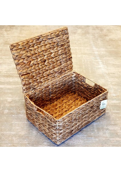 Dekoratif Dikdörtgen Kapaklı Hasır Kutu Sepet 28X20CM fırsatları