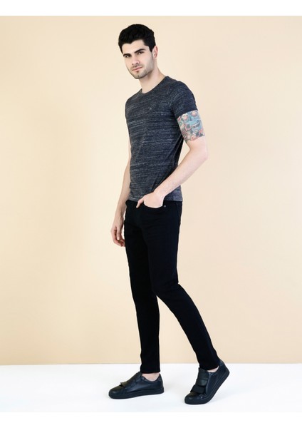 Slim Fit Bisiklet Yaka Örme Erkek Antra Melanj Kısa Kol Tişört Cl1032624 modelleri