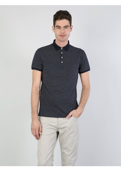 Regular Fit Polo Yaka Erkek Lacivert Kısa Kol Tişört Cl1040587