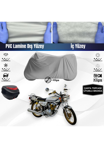 Ultra Shop Kuba Çita 150R Gold Motosiklet Brandası Çanta Topcase Uyumlu Motor Branda