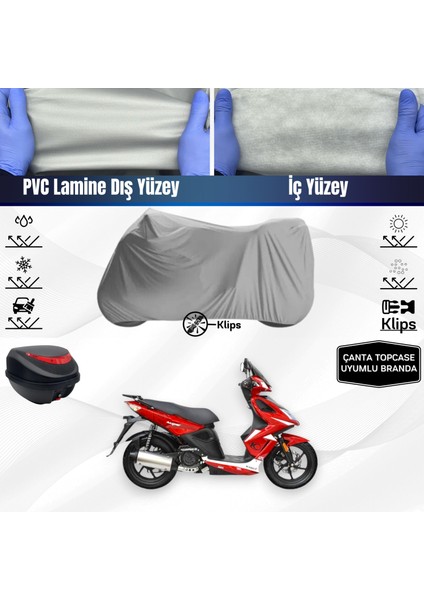 Ultra Shop Kymco Super 8 125 Motosiklet Brandası Çanta Topcase Uyumlu Motor Branda