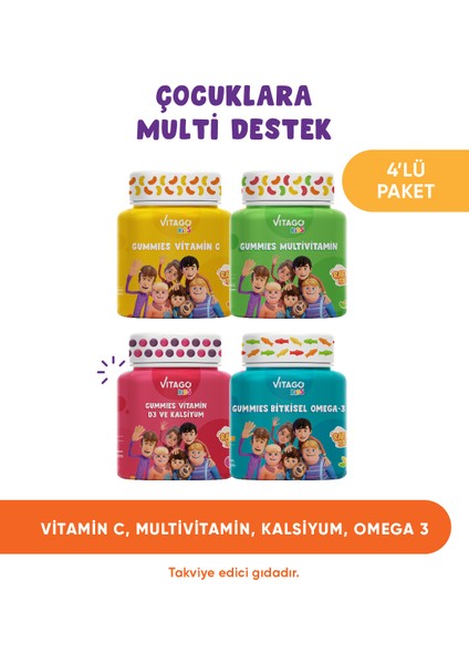 4'lü Paket Vitago Kids Gummies Vitamin Seti