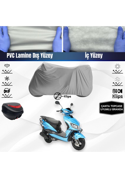 Ultra Shop Kuba Rosewood Motosiklet Brandası Çanta Topcase Uyumlu Motor Branda