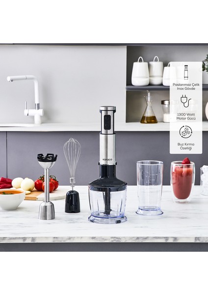 Inox Quick Mix Hız Ayarlı 1300W El Blender Set 9616B