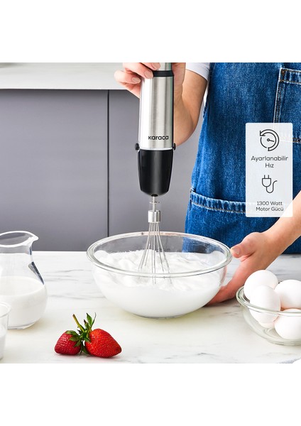 Inox Quick Mix Hız Ayarlı 1300W El Blender Set - 9637B