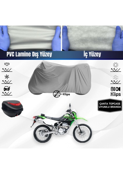 Ultra Shop Kawasaki Klx 250 Motosiklet Brandası Çanta Topcase Uyumlu Motor Branda