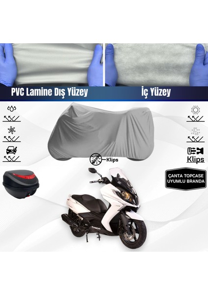 Ultra Shop Kymco Downtown 250İ Motosiklet Brandası Çanta Topcase Uyumlu Motor Branda