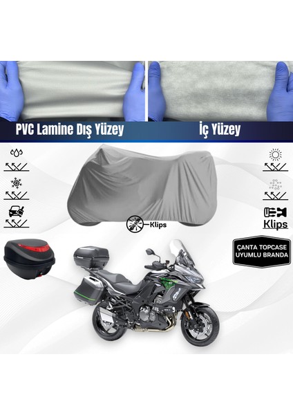Ultra Shop Kawasaki Versys 1000 S Motosiklet Brandası Çanta Topcase Uyumlu Motor Branda