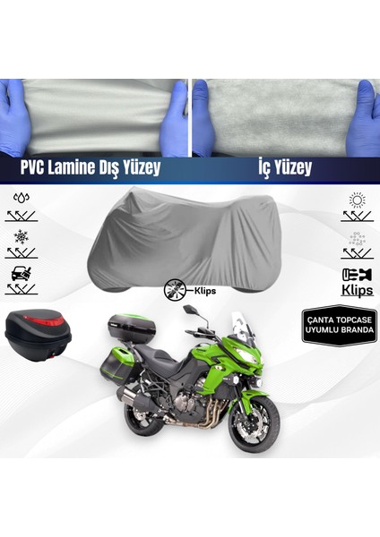 Ultra Shop Kawasaki Versys 1000 Motosiklet Brandası Çanta Topcase Uyumlu Motor Branda