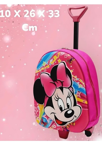 Kız Çocuk Minnie Mouse Eva Kumaş Çekçekli Anaokulu Kreş ve Günlük Kullanım Sırt Çantası