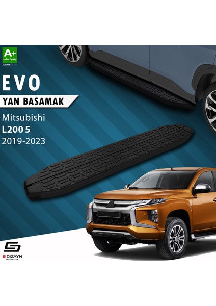 Mitsubishi L200 5 Makyajlı Evo Siyah Yan Basamak 203 Cm 2019-2023 A+ Kalite