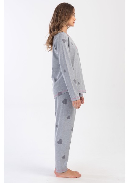 Kadın Büyük Beden Uzun Kol Pijama Takım 404066