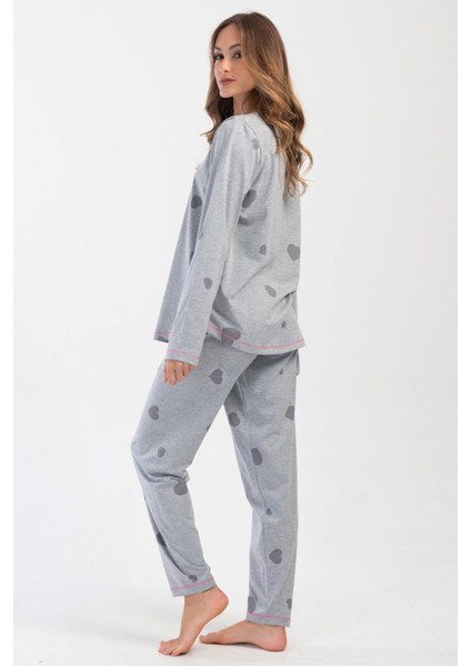 Kadın Büyük Beden Uzun Kol Pijama Takım 404066