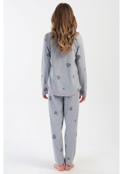Kadın Büyük Beden Uzun Kol Pijama Takım 404066