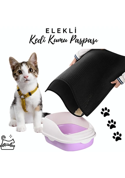 Elekli Kedi Tuvalet Önü Paspası Kedi Kumu Paspası 45x60 cm