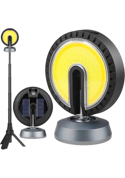 Powermaster Çalışma Lambası 25 Watt USB Type-C Girişli Cob LED Solar Güneş Enerjili Dönebilen Kamp Aydınlatma Ayaklı