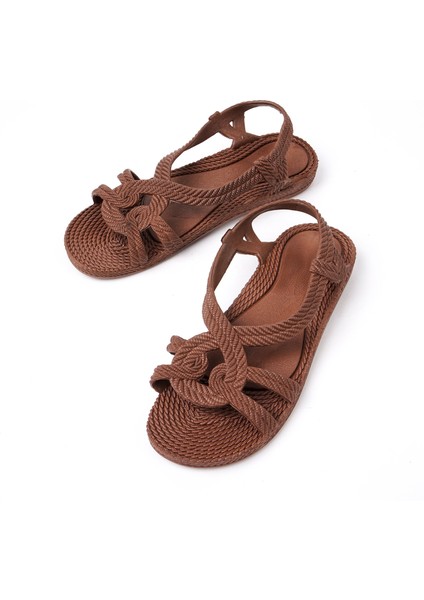 Kız Çocuk Kahverengi Sandalet Kaymaz Bahçe Havuz Plaj Sandalet