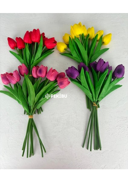 8'Li Yapay Islak Lale Buketi 1.Kalite Sarı fırsatları