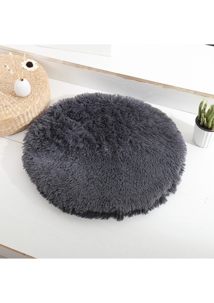 Koyu Gri Tarzı Çap 40 cm Yuvarlak Köpek Yatağı Matı Evcil Hayvan Yatağı Köpek Kediler Için Peluş Kedi Sevimli Yumuşak Sıcak Kedi Sepeti Köpek Aksesuarları (Yurt Dışından)