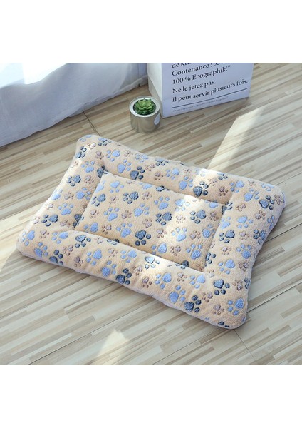 Sarı Ayak Izleri Stili 35X29CM Kare Flanel Köpek Yatağı Sıcak ve Nefes Alabilen Yumuşak Yatak Matı - Küçük Orta Büyük Köpekler ve Kediler Için Pet Yatakları (Yurt Dışından)