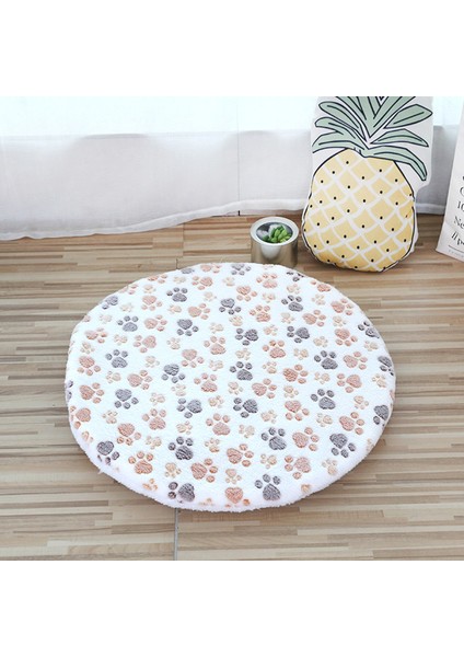 Beyaz Stil Çap 50CM Yuvarlak Köpek Yatak Matı Çift Taraflı Evcil Hayvan Yatağı Kedi Yıkabilir Katlanabilir Yumuşak Sıcak Kedi Battaniyesi Köpek Aksesuarları (Yurt Dışından)