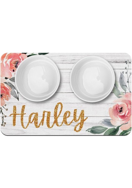 Q Stili 45X30CM Köpek Kedi Için Özel Ad Desenli Kolay Yıkanabilen Pet Yemlik Matı Pet Mat Kap Tabak Pet Mat Su Içme Matı Pet Mat Mama Matı Pu Malzeme Özelleştirilmiş Isim Deseni (Yurt Dışından)