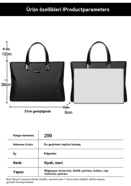Erkek Iş Oxford Kumaş Taşınabilir Evrak Çantası Bilgisayar Çantası 14 Inç (Yurt Dışından)