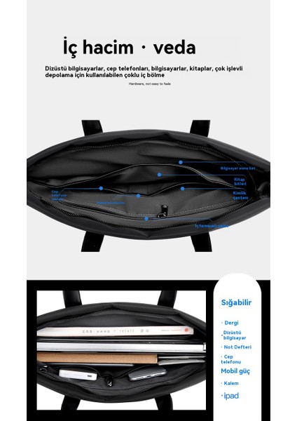 Erkek Iş Oxford Kumaş Taşınabilir Evrak Çantası Bilgisayar Çantası 14 Inç (Yurt Dışından)
