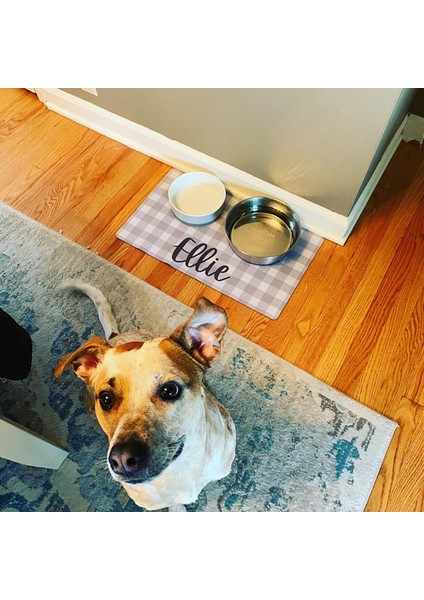 Bir Stil 40X25CM Köpek Kedi Için Özel Ad Desenli Kolay Yıkanabilen Pet Yemlik Matı Pet Mat Kap Tabak Pet Mat Su Içme Matı Pet Mat Mama Matı Pu Malzeme Özelleştirilmiş Isim Deseni (Yurt Dışından) fırsatları