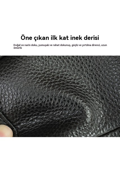 Omuz Çantası Erkek Hakiki Deri Crossbody Çanta Ilk Katman Inek Derisi Rahat Küçük Çanta Iş Çantası Dikey Çanta (Yurt Dışından)