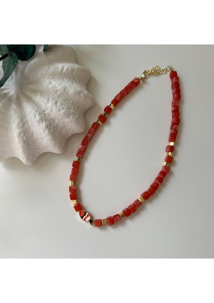 Somon Küp Boncuk Balık Kolye