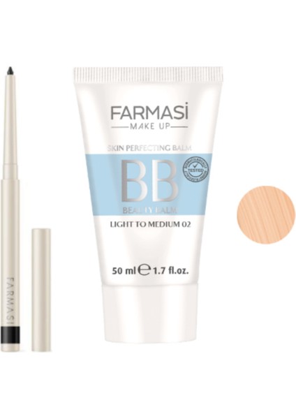 Dr. C. Tuna Asansörlü Göz Kalemi 01 Black + Bb Krem 02 Açıktan Ortaya 50 ml