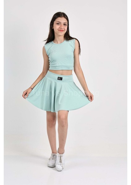 Şort Etekli Crop Body Sıfır Kol Sporcu Takım (RYBYISV5PF)