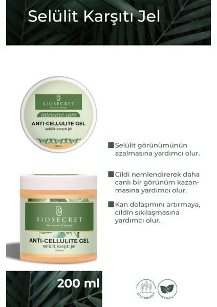 Selülit Karşıtı Sıkılaştırıcı ve Çatlak Gidermeye Yardımcı Jel Anti Cellulite Gel 200ML