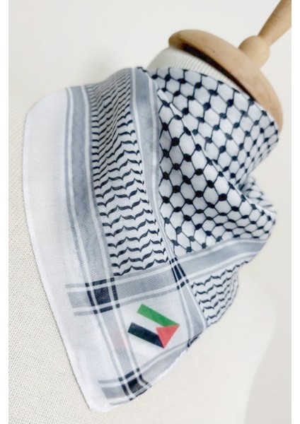 Filistin Temalı Fular 45X45 Unisex Günlük Kullanıma Uygun Puşi Şal Kefiye Filistin Bayrak AFL2364