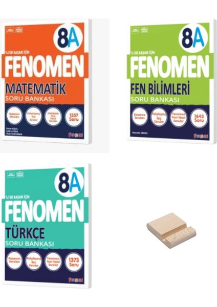 LGS 8. Sınıf A Serisi Matematik Fen ve Türkçe Soru Bankası 3'lü Set + Telefon Tutucu