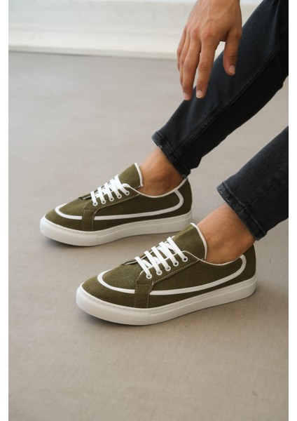 Ba0351 Boa Bağcıklı Deri Tozu Günlük Yeşil Renk Spor Ayakkabı