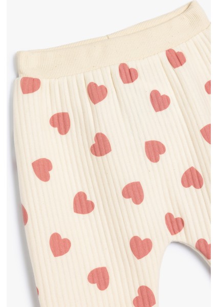 Eşofman Altı Ribanalı Kalp Baskılı Pamuklu modelleri