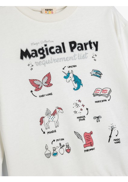 Sweatshirt Unicorn Baskılı Uzun Kollu Bisiklet Yaka Pamuklu modelleri