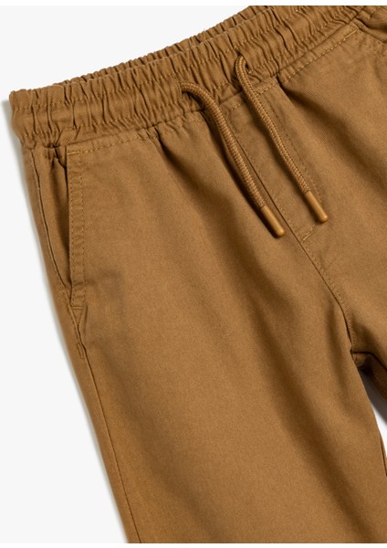 Jogger Pantolon Beli Bağlamalı Pamuklu Cepli